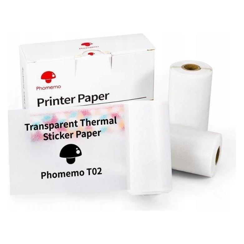 Phomemo Q12-TTRMS Thermopapier für Aufkleber - transparent, selbstklebend - 3 Rollen (SB8256)