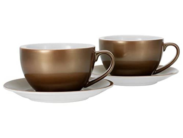 CreaTable\, 25846\, série GOLDEN DAYS blanc Tasses de bistrot\, set de 2 cappuccinos