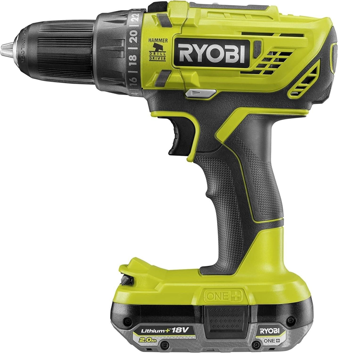 Ryobi 18V ONE+ R18PD32-1C20G accuschroefboormachine met 2-versnellingsbak en koppelinstelling