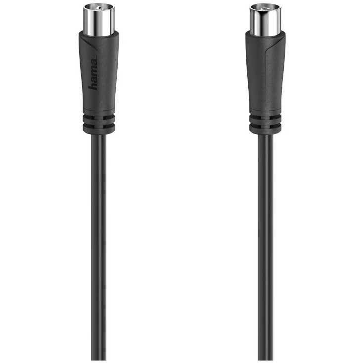 Hama Antennekabel met coax-stekker en coax-koppeling, 3,0 m, 90 dB, Zwart
