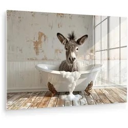ACRYLGLASBILD Esel - Tiere - Badewanne - Schaumstoff Room Decor 90x60 cm