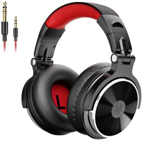 OneOdio Pro-10 Over Ear Kopfhörer kabelgebunden Stereo Schwarz, Rot High-Resolution Audio Faltbar, Schwenkbare Ohrmuscheln DJ
