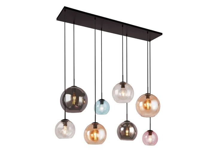 Searchlight Glas Hängeleuchte Mardi Gras II, dimmbar, schwarz, für Wohn- / Esszimmer, Metall, Modern