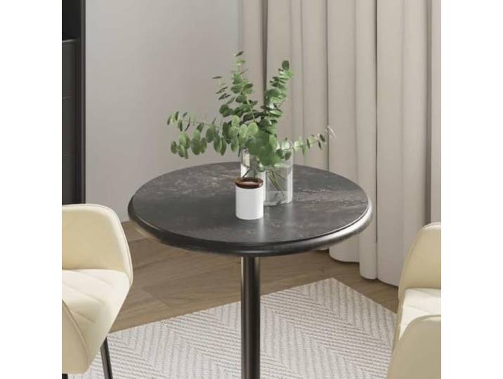KTHLBRH Schwarze Tischplatte aus Marmor, Durchmesser 50 x 2,5 cm Ersatz für Esstisch, Kaffee oder Garten, leicht zu reinigen, elegantes Design