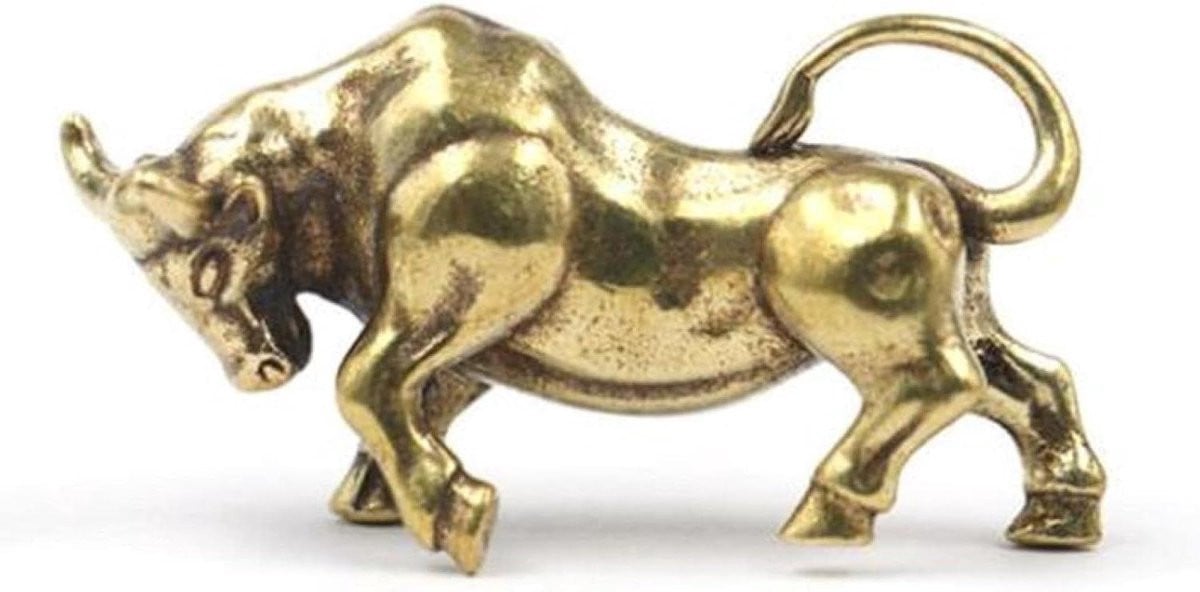 Goudkleurig Fengshui Messing Stier Beeldje voor Bureau Decoratie
