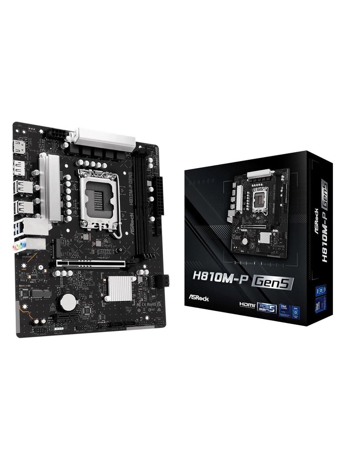 ASRock H810M-P Gen5 Mainboard - Intel H810 - Intel LGA1851 - DDR5 RAM - Micro-ATX