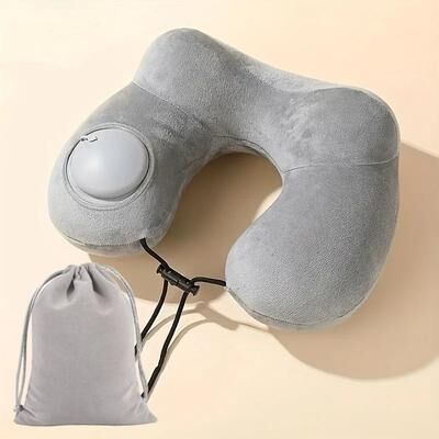 Uplifted Goods U Shaped Inflatable Travel Pillow With Press To Inflate Design grey 11.81x11.81x5.90in