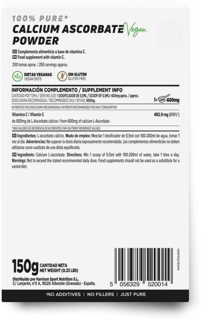 HSN Ascorbato de cálcio (vitamina C) em pó 150g - Antioxidantes - Polvo - 250 Serviços