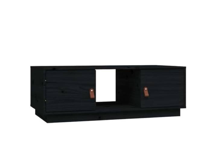 Roanoer Couchtisch Massivholz Kiefer Schwarz 100x50x35 cm Sofatisch Integrierte offene Fächer schaffen Ordnung im Wohnzimmer oder Gästezimmer für Bücher, Zeitschriften und Fernbedienungen.