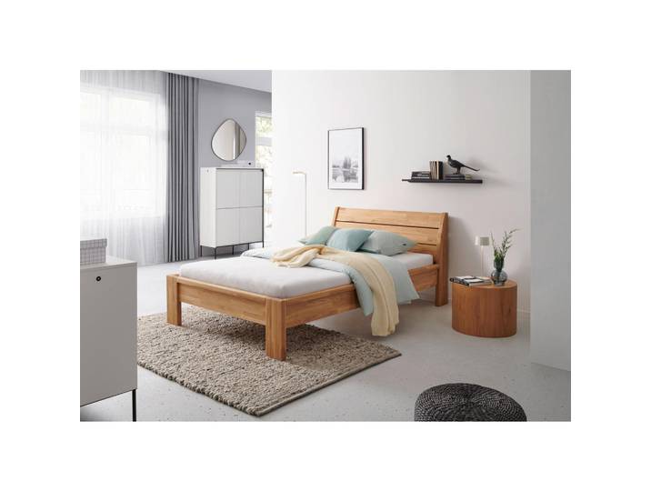 Mid.you Bett, Wildeiche, Holz, Wildeiche, massiv, 120x200 cm, Lattenrosthöhe individuell einstellbar, Schlafzimmer, Betten, Einzelbetten