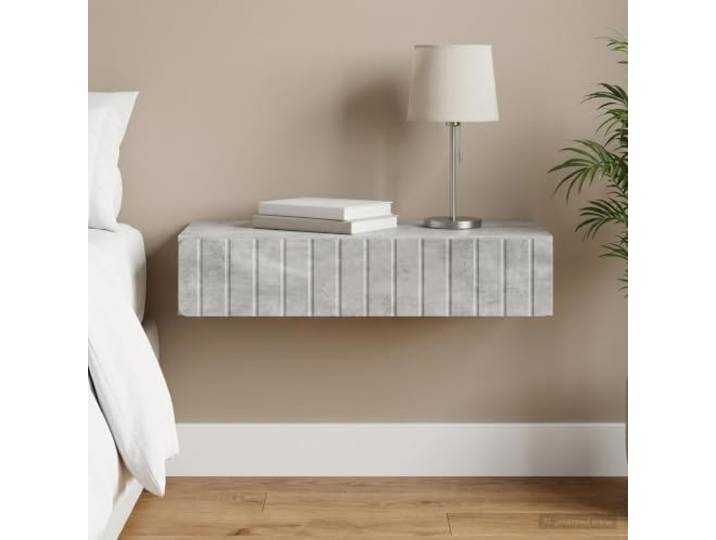 Wandmontierter Beistelltisch Betongrau Holzwerkstoff 87,5 x 34,5 x 17 cm Wandmontage spart Bodenfläche, schlanke Silhouette, vielseitig nutzbar, einfache Reinigung, für kompakte Räume