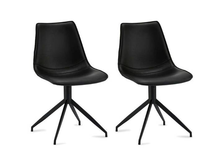 2er Set Esszimmerstühle Isabel - Drehbar, Kunstleder Schwarz