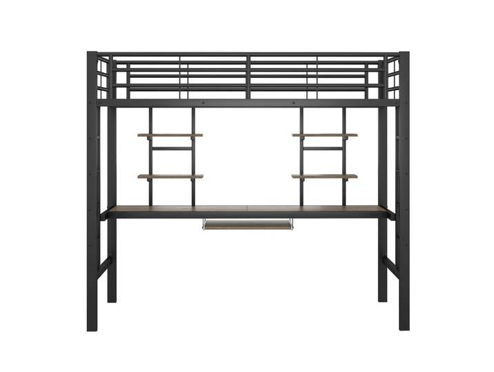 HOCHBETT metall schwarz 90x200cm mit schreibtisch regalen
