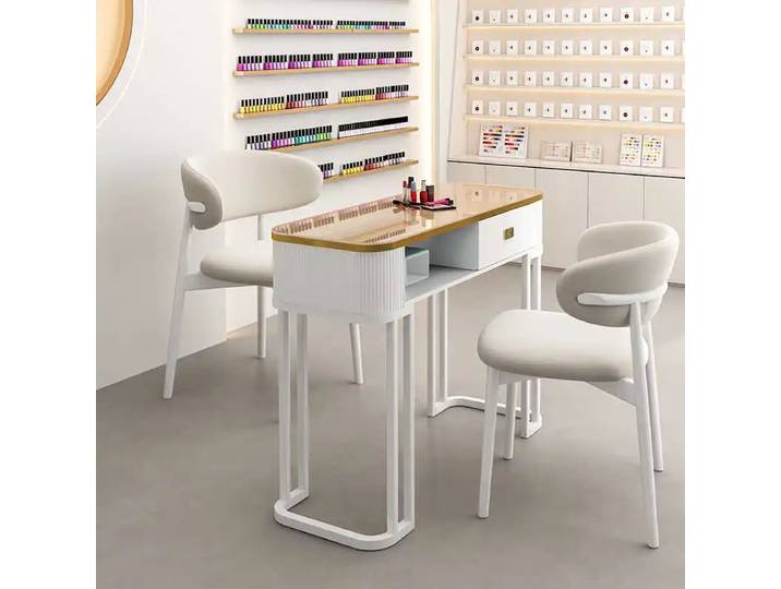 Table de manucure professionnelle japonaise en crème, chaise de salon, station de beauté avec accoudoir, mobilier de salon, mesas de manicura