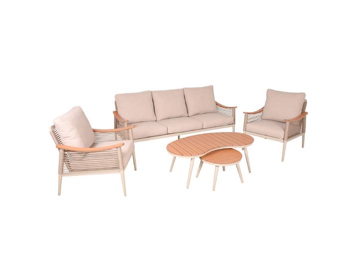 Gartensitzgruppe Tulum 5-teilig Beige