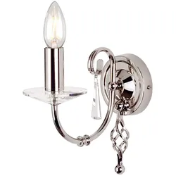 Wandleuchte Lampe Stahl Nickel H 22 cm Flurlampe Klassisch Kerzenleuchte