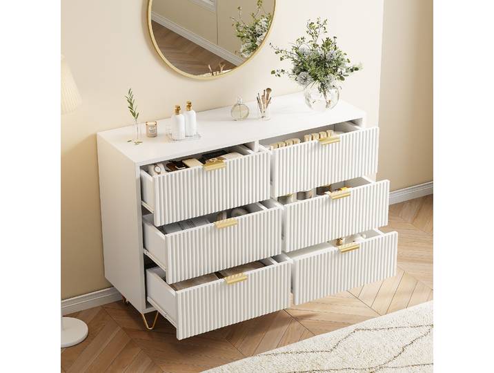 Anajqaqia Commode en bois, commode de chambre à coucher, armoire de rangement avec tiroirs, pour chambre à coucher et salon, blanc