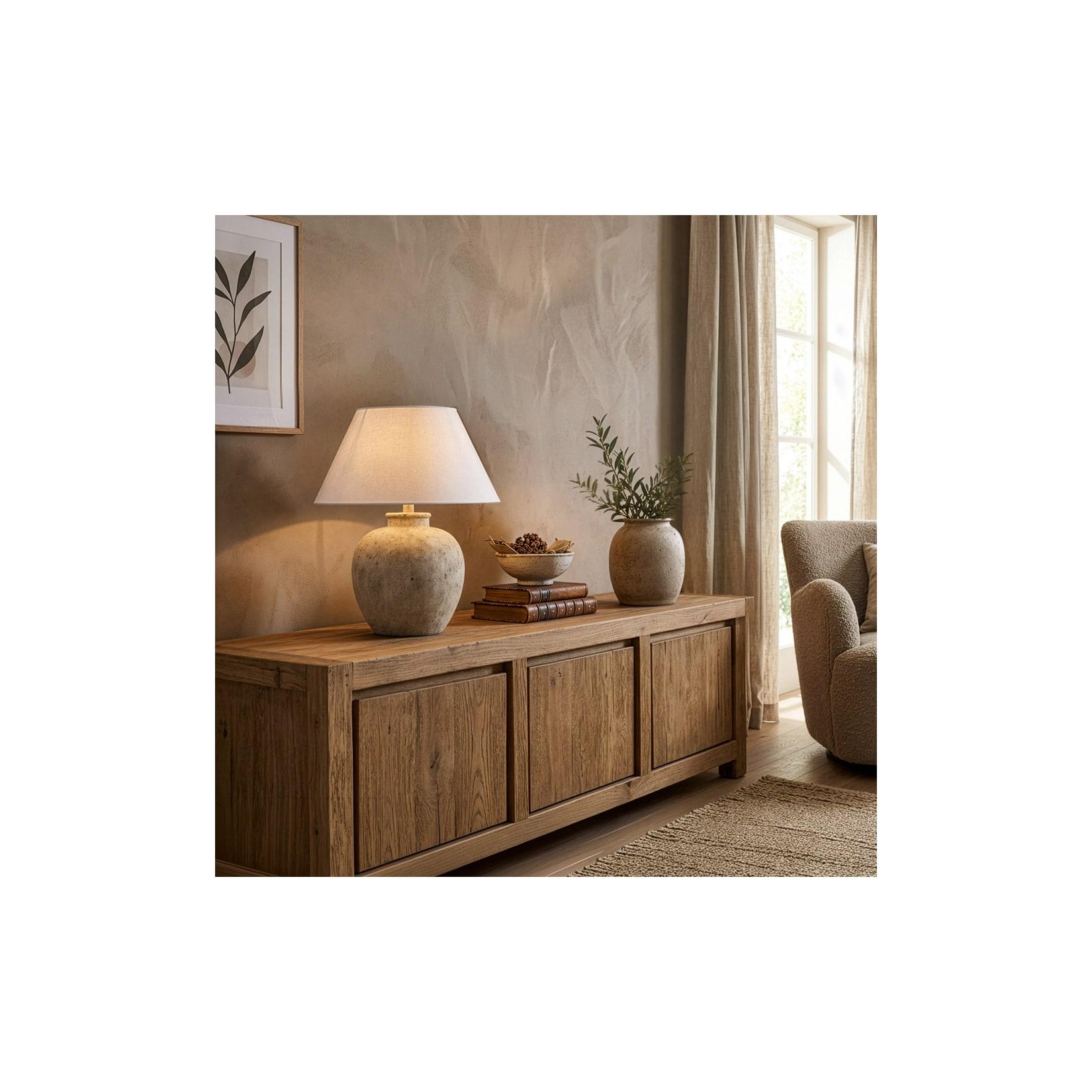 HOME DELUXE Kleine Tischlampe in Steinoptik LENE - Weiß