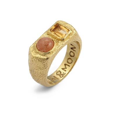 Siegelring HAZE & GLORY "Ring Siegelring Citrin Sonnenstein 925 Sterling Silber - Shake It Up" Gr. 64, gold, Fingerringe, Damen, 64, ohne Stein, Silber 925 (Sterlingsilber), 17mm, Siegelring