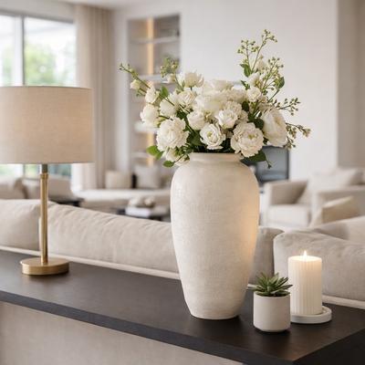 Sagebrook Home "Pottery Round Paper Mache Floor Vase - White, 18"""