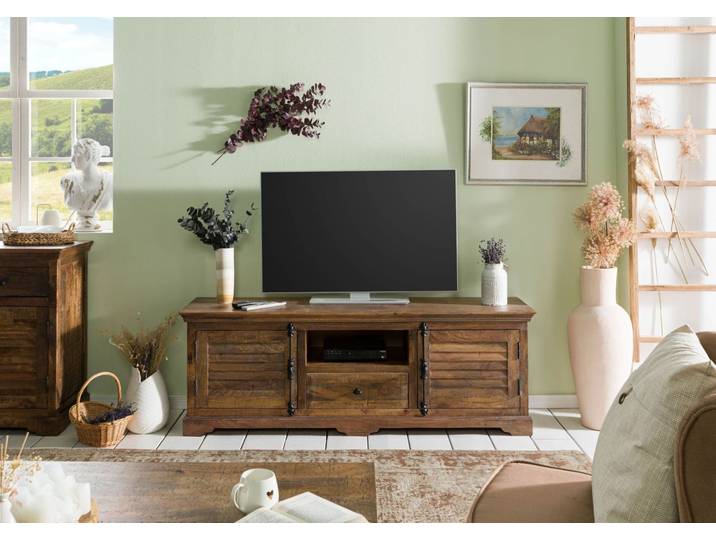 Meuble de TV en bois de manguier huilé marron RODEZ #148
