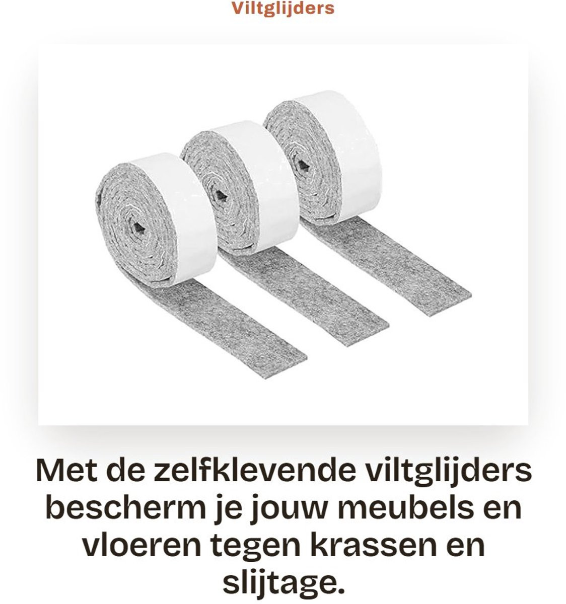 Dailygoods Zelfklevende Viltglijders - 3 Rollen Viltband - Breedte: 3 cm, Lengte: 100 cm, Dikte: 3 mm