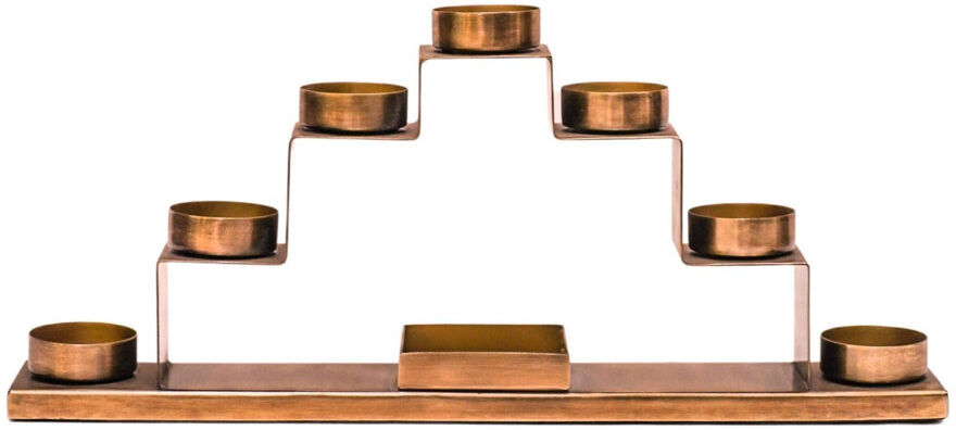 Ivyline Tealight Candle Holder with Decor Box in Antique Brass H16.5Cm W35.5Cm Brown 16.5cm H X 35.5cm W X 5cm D