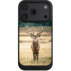 Nivocase Hülle für Apple iPhone 18 Pro Handyhülle NIVOcore Case Schwarz Hirsch Wald Wiese (Apple iPhone 18 Pro), Smartphone Hülle, Schwarz