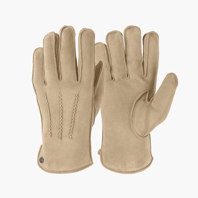 Lederhandschuhe PEARLWOOD "CARL", Herren, Gr. 9, beige (greige), Materialmix, Ziegenleder, Handschuhe, Seitenschlitze für komfortables Anziehen