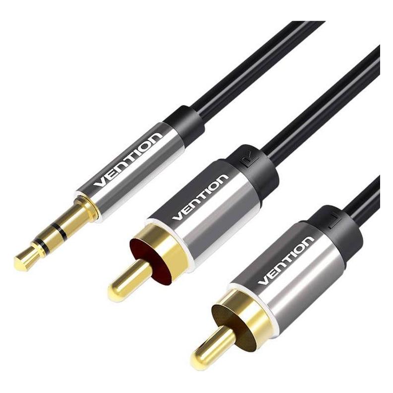 Vention 2xRCA cable (Cinch) jack to 3.5mm BCFBF 1m (black) (1 m, AUX Kabel, Cinch Kabel) (BCFBF)