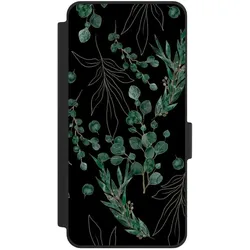 Nivocase Klapphülle für Samsung Galaxy S26 Handyhülle aus Kunst Leder NIVOflip schwarz Blätter Natur (Samsung Galaxy S26), Smartphone Hülle, Schwarz