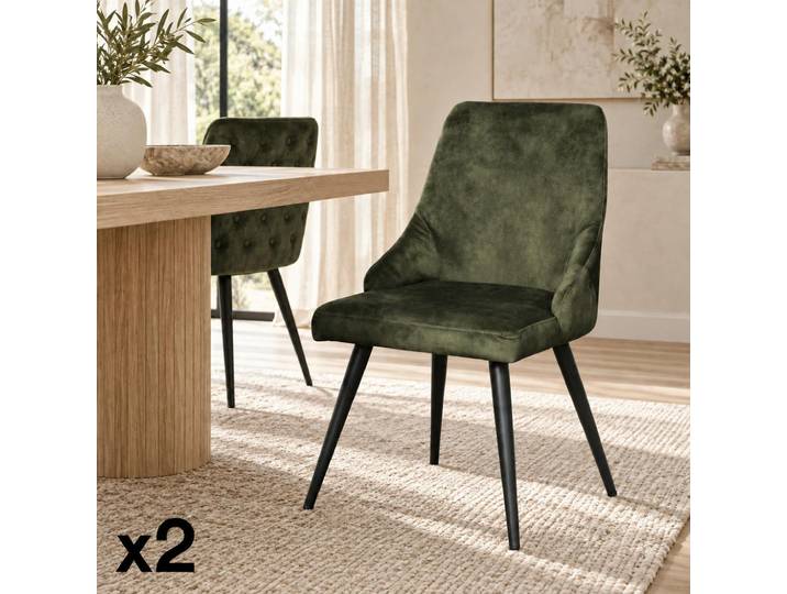 Chaise en velours (lot de 2) MALMOE - Kaki