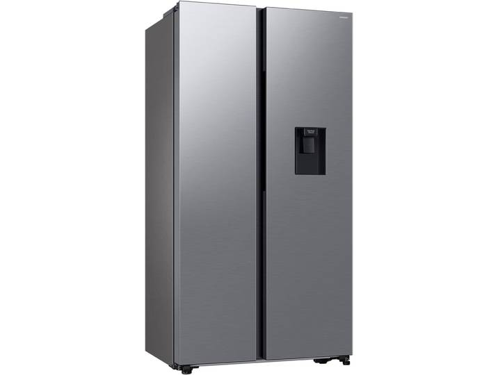 SAMSUNG Side-by-Side RS57DG410EM9 , Energieeffizienz: E, silber (edelstahl look), B:91,2cm H:178cm T:65,4cm, Kühlschränke, mit Wasserspender, No Frost+, AI Energy Mode, SpaceMax, Side-by-Side