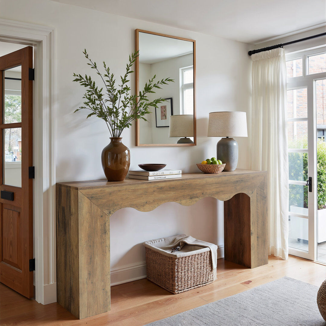 Blue Elephant 160 cm Console Table with Wavy Design Brown 82cm H X 160cm W X 30cm D