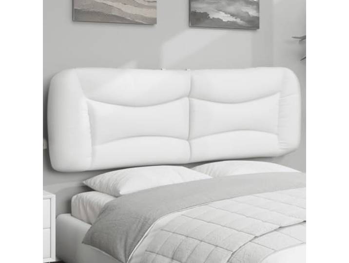 KTHLBRH Weißes Kopfteil 160 cm aus langlebigem Kunstleder für Betten, weiche PP-Faser, praktisches Design mit Klettverschlüssen, vielseitige Installation für Zimmer