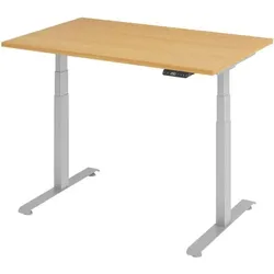 BaseLite Schreibtisch höhenverstellbar (elektrisch) »Base« 120 cm Gestell silbern braun, 120x129.5x80 cm