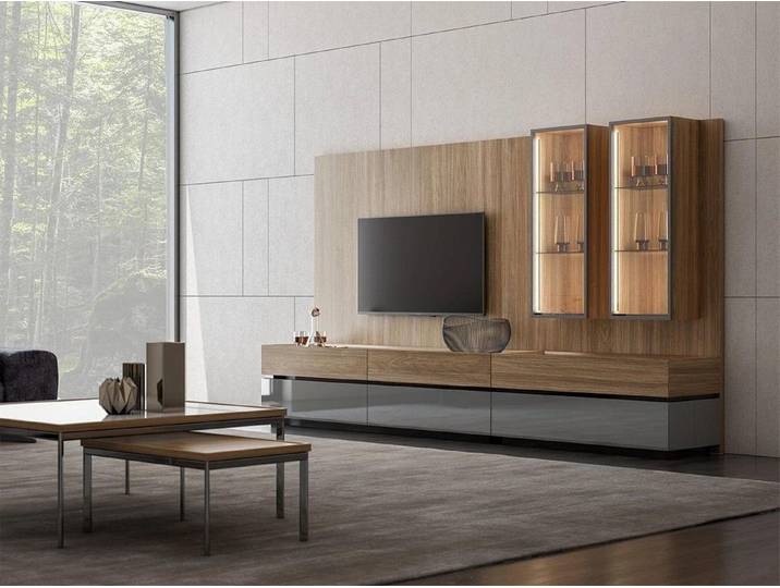 Xlmoebel TV-Wand Luxus Wohnwand in Braun mit geräumigem TV-Ständer, (1-St., Wohnwand), Hergestellt in Europa