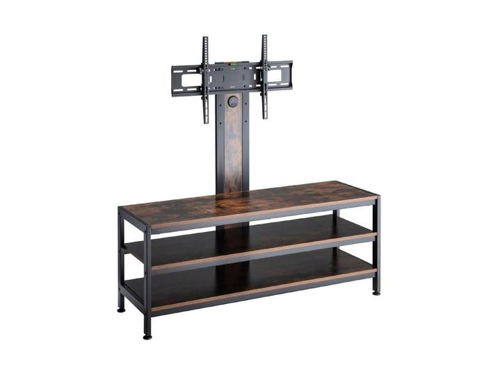 pro.tec TV-Ständer, (bis 70 Zoll, »Stockholm« mit Fernsehtisch 120x40x108 cm Schwarz/Eicheoptik rustikal)