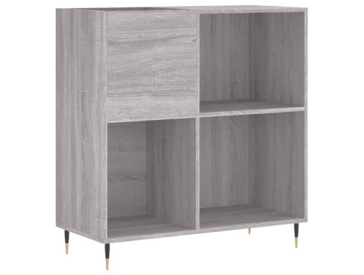 GHVBNMF Plattenschrank Grau Sonoma 84,5x38x89 cm Vinyl Regal Kommode Geräumige Ablage im Wohnzimmer für Plattenspieler mit robusten Eisenbeinen und Kippschutz zur Wandmontage.