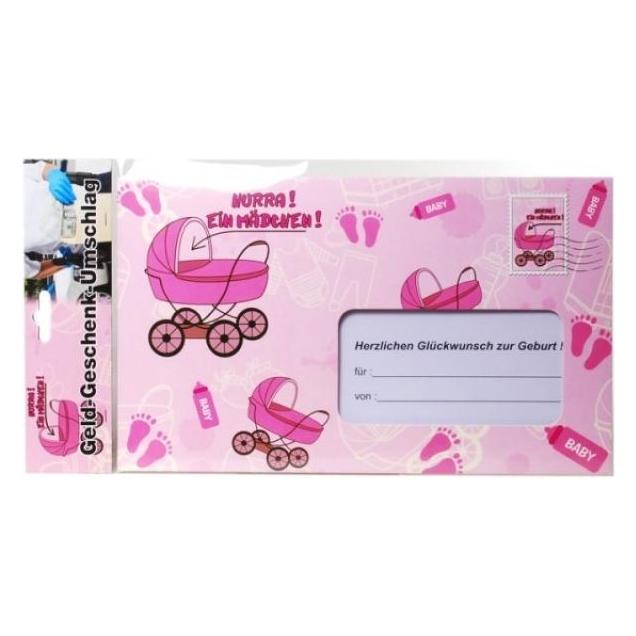Magni Udo Schmidt GmbH & Co Briefumschlag Hurra EIN Mädchen Geldgeschenk pink 18x30cm (11734)