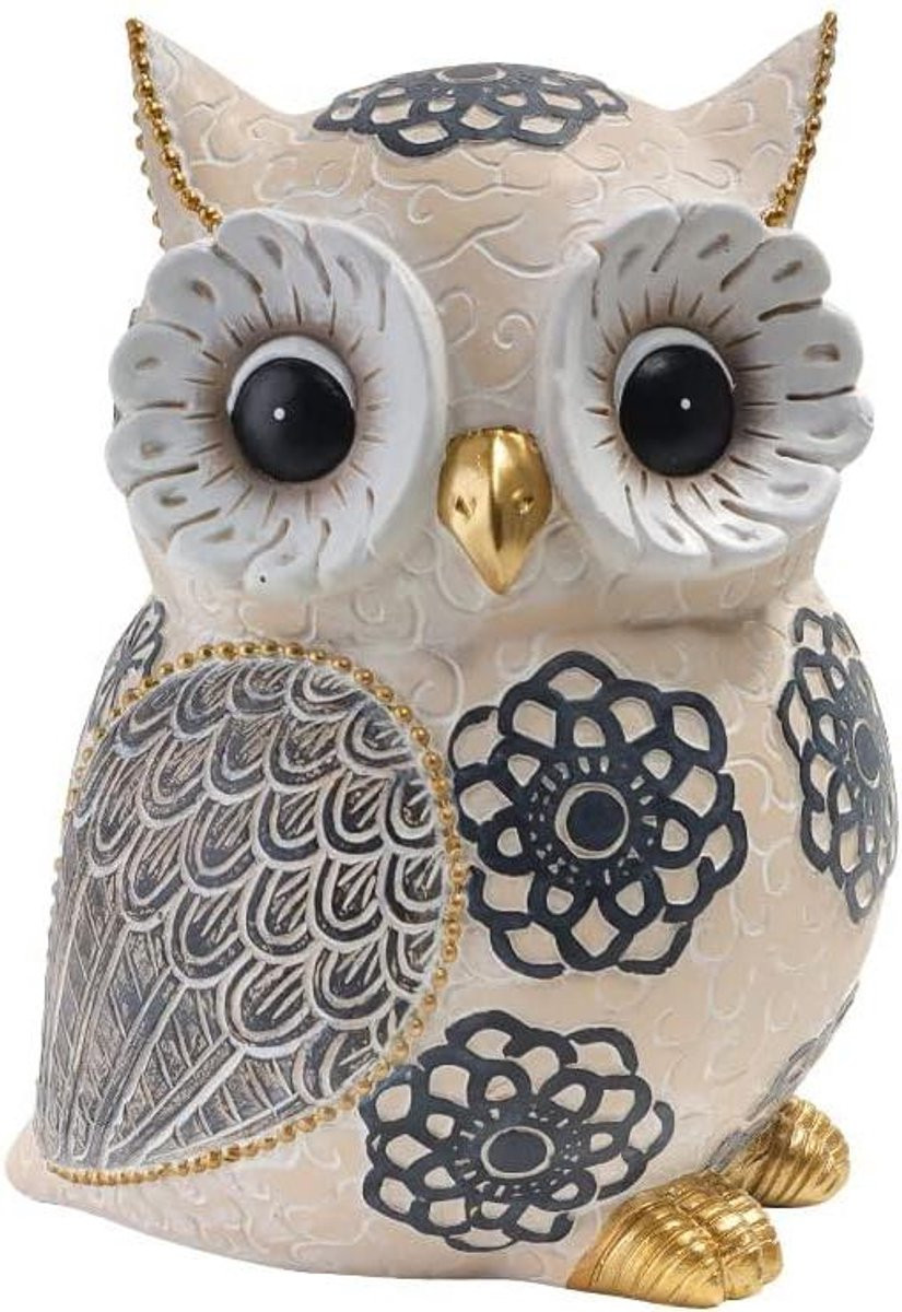 Bruin uil beeldje van hars voor home decoratie