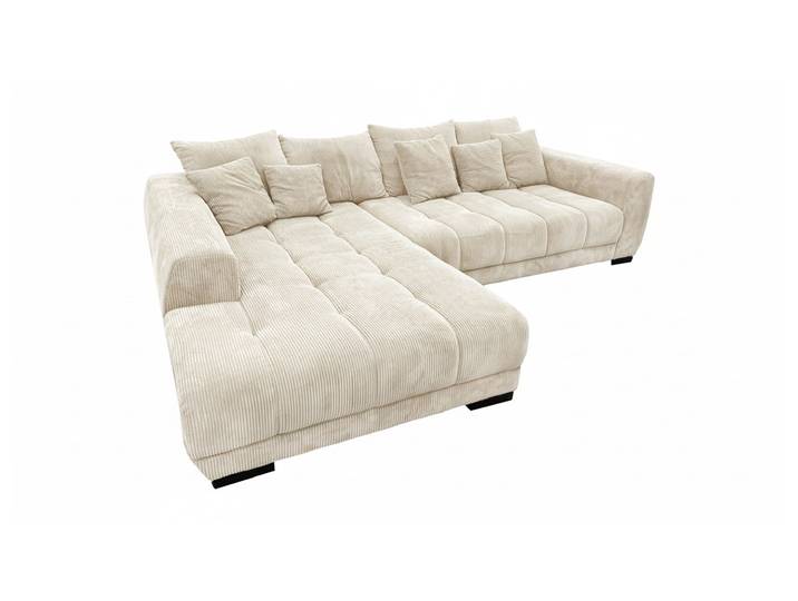 Ecksofa Cord beige elektrisch ausfahrbar 300 cm - OT links - ARTEMIS