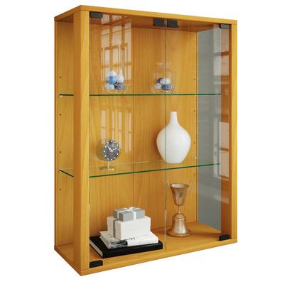 Wandregal VCM "Wandvitrine Hängevitrine Glasvitrine Glas Udina M", braun (buche), B:60cm T:25cm, Regale, Wandregal