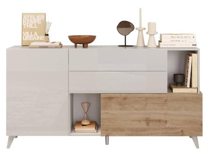 CALICOSY - Buffet 2 portes\, 2 tiroirs\, 2 niches et 2 étagères L181 cm - MALA