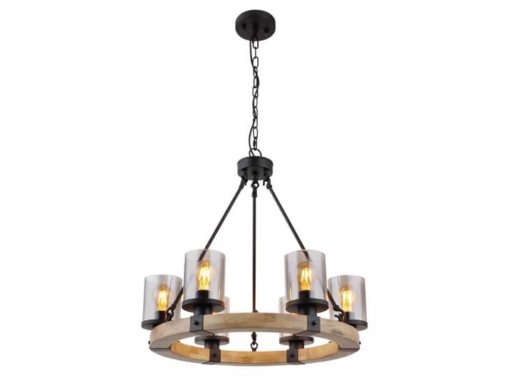 Houten hanglamp Lila 6-lichts rond Globo - 15555-6H
