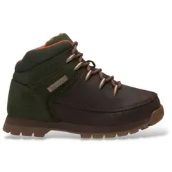 Timberland Unisex für Kinder. TB0A5SRAAFK1 Braune Euro Sprint-Lederstiefel (34), Wohnung, Schnürsenkel, Lässig, Draußen, Kinderbekleidung