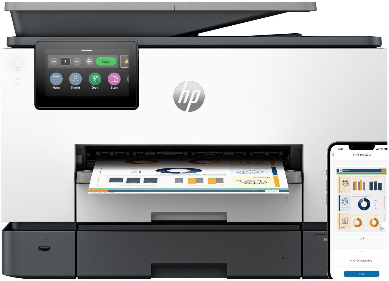 HP OfficeJet Pro 9130b All-in-One Wireless A4 Colour Inkjet Printer with Fax