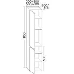 Burgbad Hochschrank rc40 1800x300x200 Eiche Hellgrau, HSMD030RF4602 HSMD030RF4602