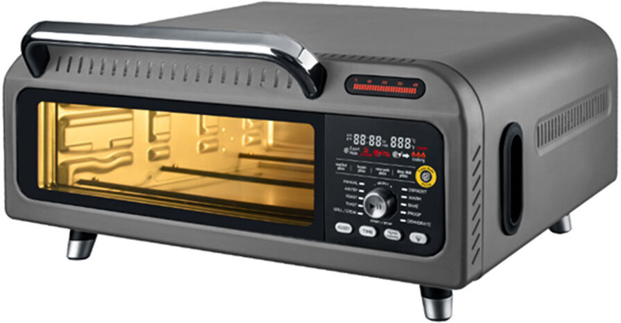 GEEPAS Air Fryer Oven   15-in-1 Presets Multifunctional Pizza Oven   Digital Touch Control Triple Glass Door Interior Light   40-400°C Temp 18L Capaci Grey