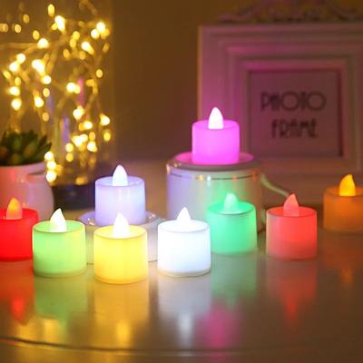 Inspired Living 24 Pack Flameless LED Tea Lights Warm White Flickering Battery Operated Candles For Wedding And Home Decor round multicolor 8 pack